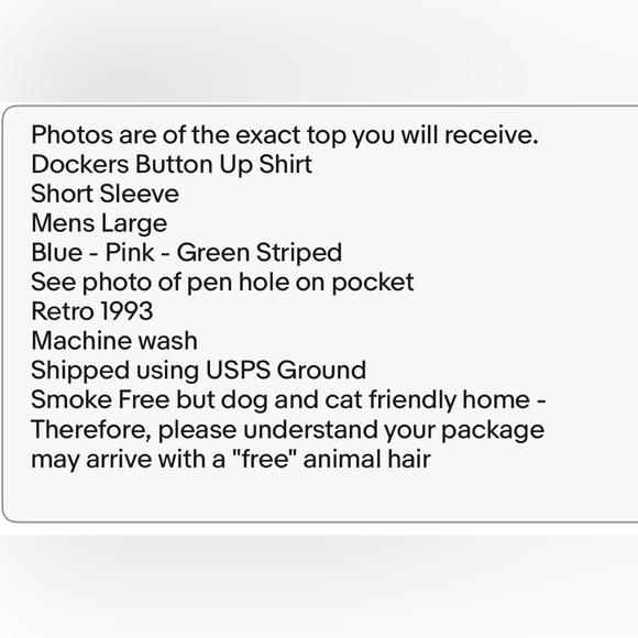 VTG 90’s Men’s Size Large - Dockers - Blue/Pink/Green Striped Button Down Shirt - Picture 10 of 11